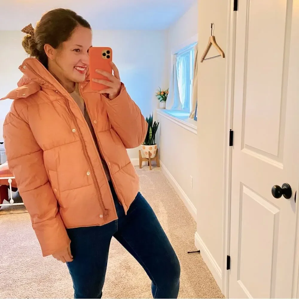 J. Crew Pink Signature Puffer Coat Small